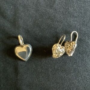Sterling Reversible Heart Pendant and Earring set